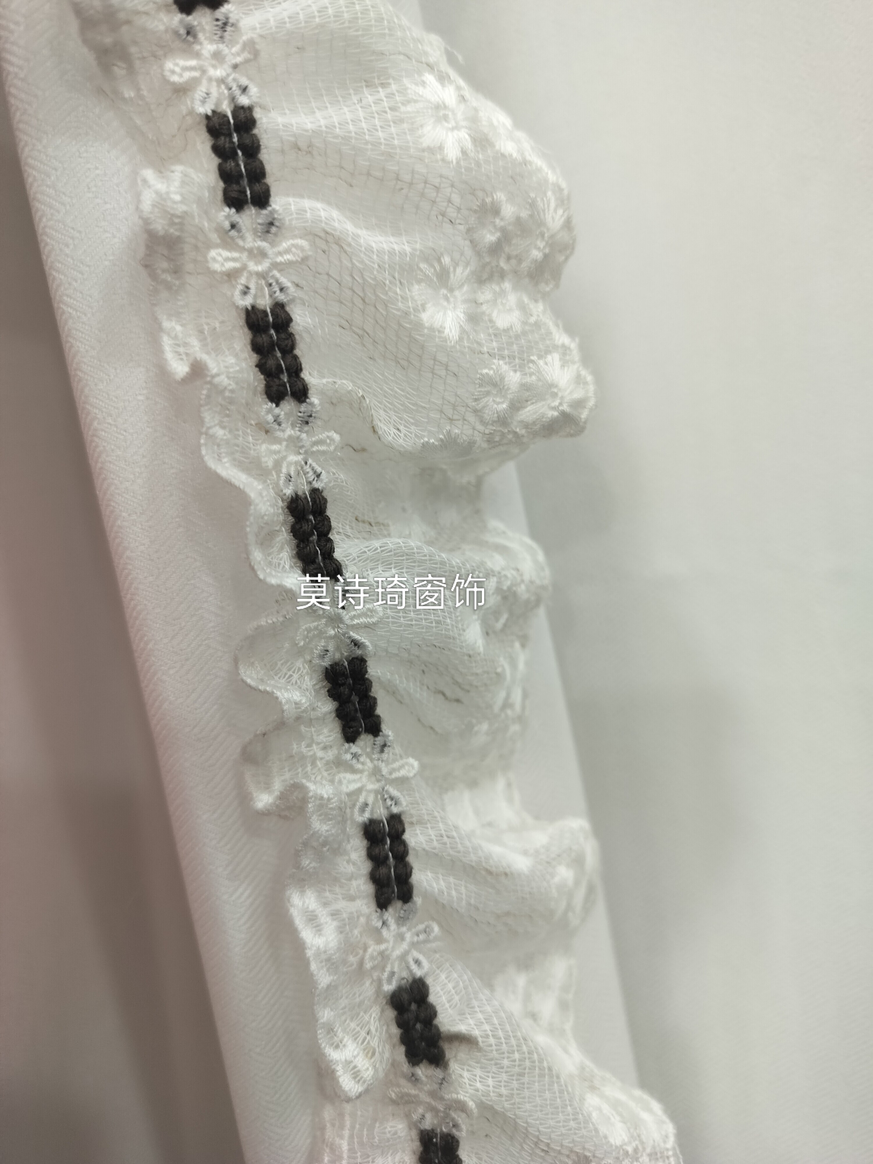 新品窗帘花边法式风棉麻绣拼接蕾丝咖啡棉边百褶装饰立边宽边辅料