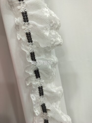 新品窗帘花边法式风棉麻绣拼接蕾丝咖啡棉边百褶装饰立边宽边辅料