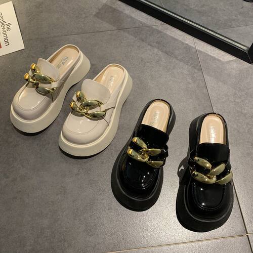 网红包头半拖鞋女外穿时尚2023年新款夏季厚底珍珠大头拖网红ins