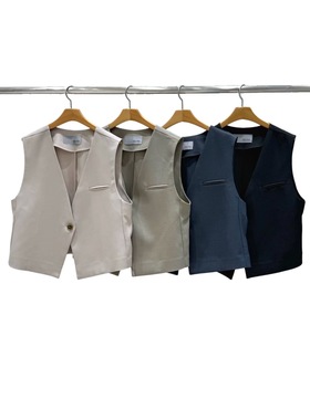 韩国东大门2025秋季新品Neutra日常百搭简约休闲V领宽松时尚马甲