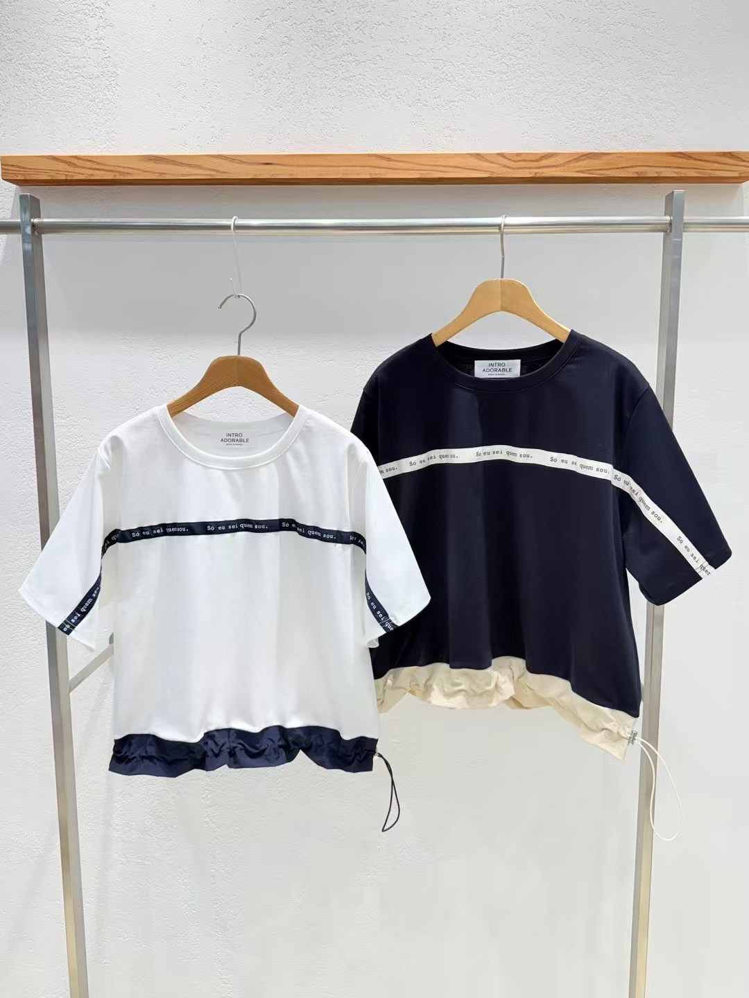 韩国东大门代购2025夏季新品INTRO 拼色宽松套头上衣衬衫