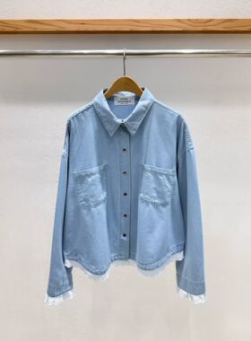 韩国东大门2026春新款INTRO时尚百搭翻领牛仔衬衫女