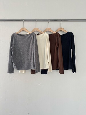 韩国东大门2026春新品2nd GATE时尚百搭纯色一字领长袖T恤女