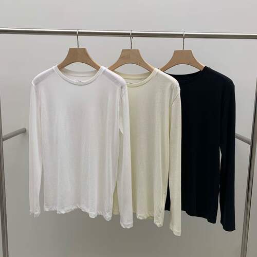 韩国东大门2026秋新品Legacy bone简 约亲肤净版长袖T恤打底衫