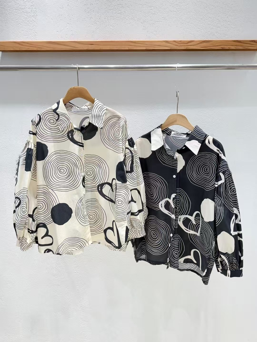 韩国东大门正品2025新款INTRO时尚百搭印花长袖衬衫女