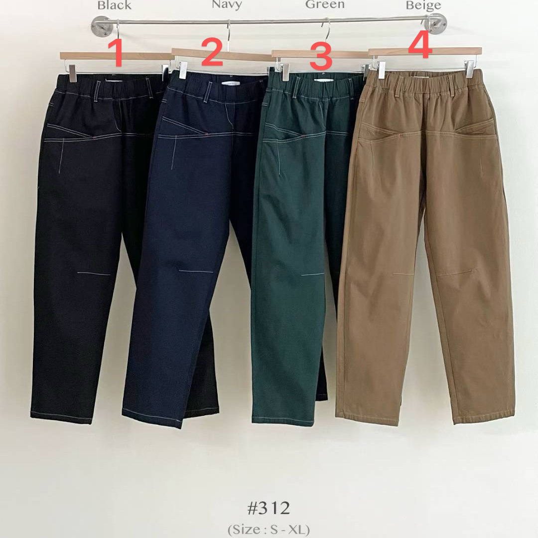 韩国东大门2025秋冬新款ELTOO SUAN设计感松紧腰显瘦休闲裤312