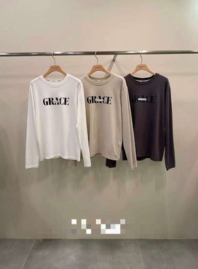 韩国东大门2025冬新品remaking时尚百搭圆领长袖宽松T恤女