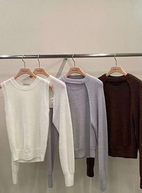 韩国东大门2026春新品remaking时尚百搭纯色圆领套头针织衫女