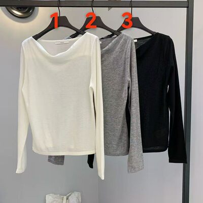 韩国东大门2026春季新款SOFTNESS一字肩荡领显瘦纯欲打底衫T恤女