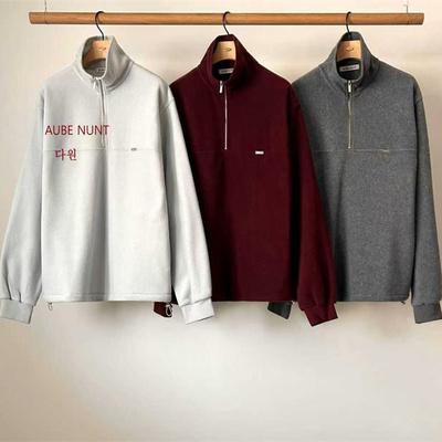韩国东大门2025冬季新品AUBE NUNT休闲百搭高领半拉链宽松卫衣