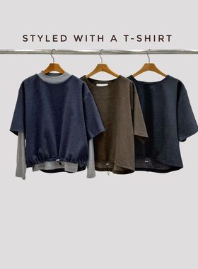 韩国东大门2026春新品Neutra时尚百搭纯色圆领长袖上衣+休闲裤套