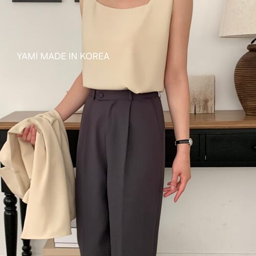 韩国东大门2026秋新款YAMI 设计气质纯色吊带背心女