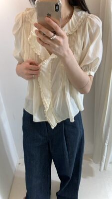 韩国东大门正品2026夏新款Legacy bone 荷叶边甜美气质短袖衬衫女