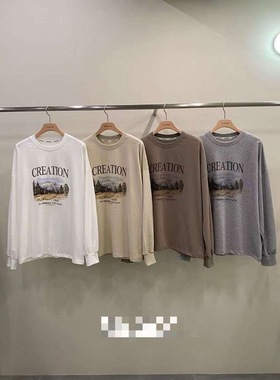 韩国东大门2025秋季新品Remaking时尚百搭圆领字母印花长袖T恤