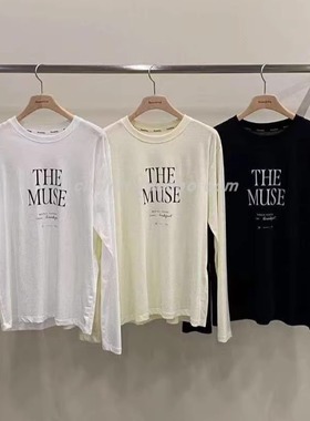 韩国东大门2025秋季新品Remaking圆领英文字母宽松百搭长袖T恤