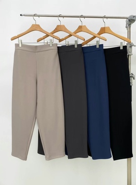 韩国东大门代购2025春夏新品Neutra 松紧腰加绒休闲裤九分裤