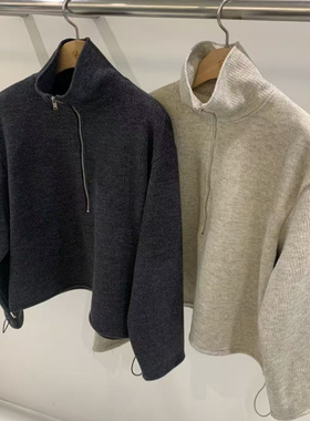 韩国东大门2025冬季新品select market简约立领拉链宽松休闲上衣