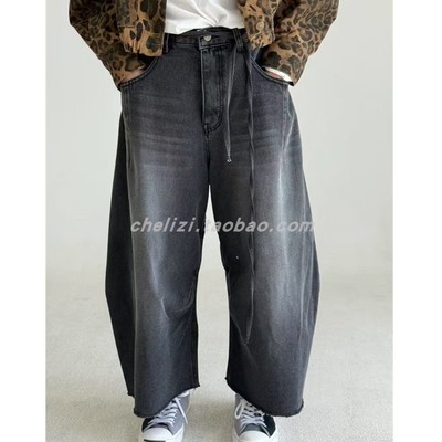 韩国东大门2025秋季新品ITZEL复古个性宽松百搭时尚做旧牛仔裤