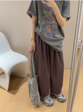 老板怒推力荐跑量款松弛显瘦不挑人空气感萝卜裤+印花全棉T恤套装