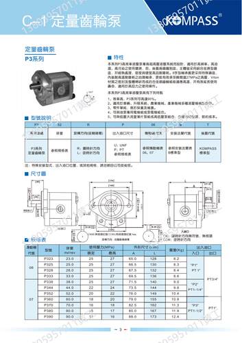 台湾KOMPASS康百世齿轮泵P380RP06BT P390RP06BT