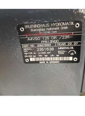 BRUENINGHAUS HYDROMATIK 柱塞泵A4VSO125DR/22R-PPB13N00
