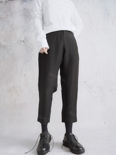 新品 九分裤 LIMI 山本里美黑色亚麻锥形休闲裤 22SS feu 国内现货