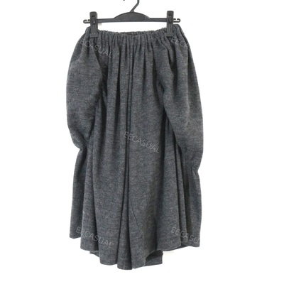 山本耀司 Yohji ys 灰色100羊毛抓绒格纹九分阔腿裤裙裤