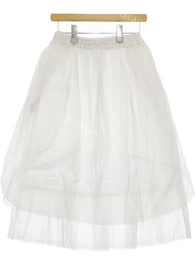 新品nest Robe 白色亚麻双层叠褶皱长裙半裙