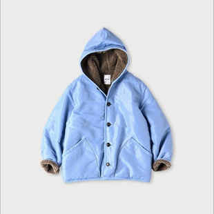 日本正品45R 蓝色尼龙 羊羔绒内胆 908 连帽 夹克 外套 24AW