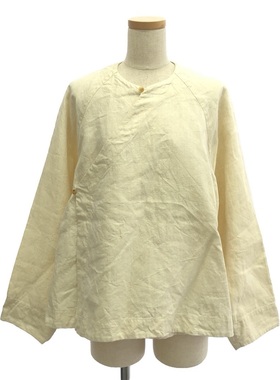 ARTS&SCIENCE 白色亚麻中式领长袖衬衫外套 22SS