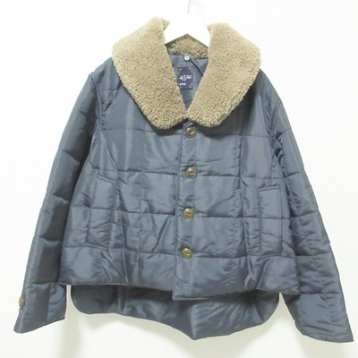 日本中古正品45R 两穿可拆卸毛领棉衣厚尼龙夹克外套 海军蓝