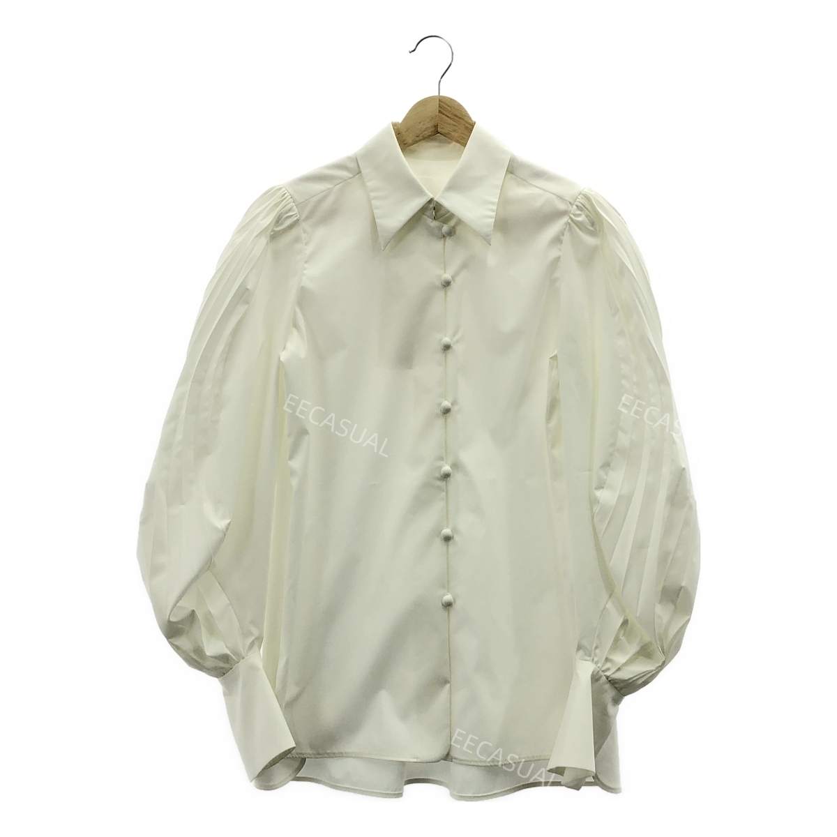 新品 Mame Kurogouchi 白色弧形褶皱衬衫 22AW