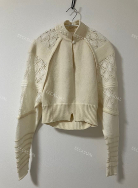 Mame Kurogouchi 白色多层针织高领上衣毛衣 立体编织 19AW