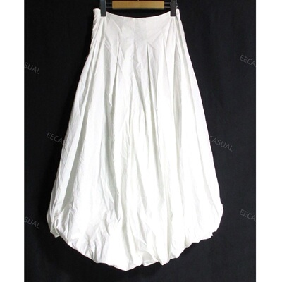 ENFOLD 白色灯笼裙棉质宽下摆半身裙 定番