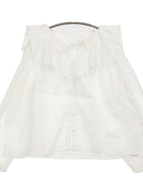 nest Robe 24AW 白色大花边领褶皱棉麻衬衫