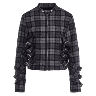 皮带装 外套 Limi 夹克 毛呢 饰 羊毛 黑色格纹 feu 山本耀司 5折