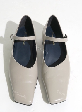 Mame Kurogouchi 灰色牛皮方头搭带高跟鞋 24AW