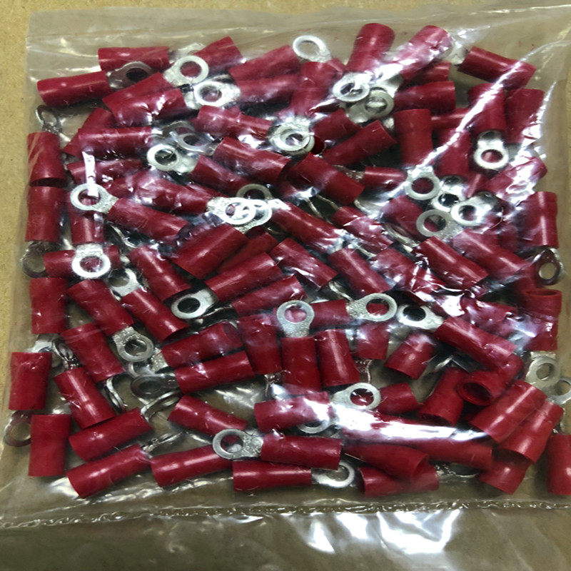 源利RV/TVR1.25-8圆形预绝缘紫铜镀锡端子RoHSUL认证100只1.5平方