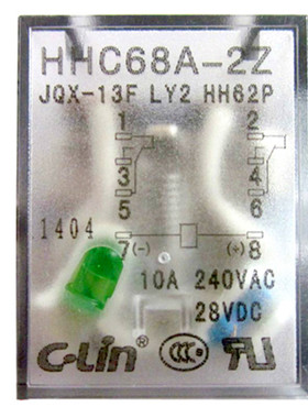 继电器HHC68A-2Z HH62P LY2 JQX-13F-2Z DC24V 带灯