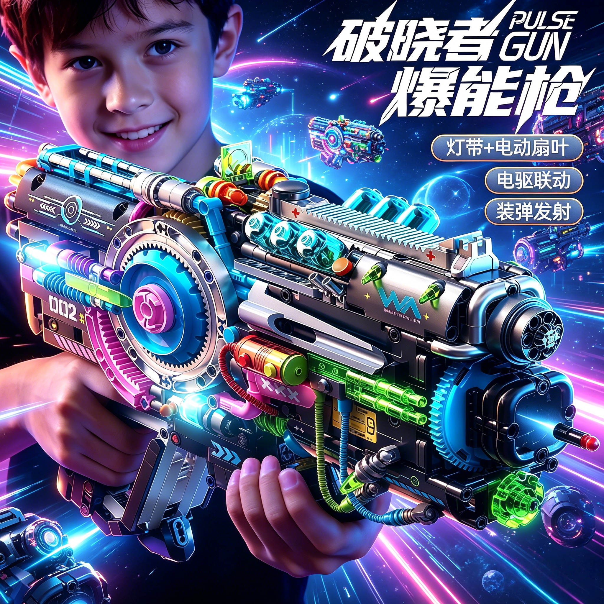 【直播专属价】积木枪礼物科技模型儿童益智拼装玩具机械电动枪