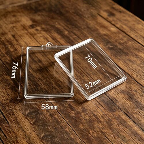 财库单挂盒子内52*70mm透明金箔盒塑料钥匙扣挂件透明金箔卡牌ps