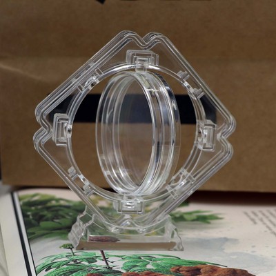 可旋转咕卡收纳盒40/45mm景区袁大头纪念币硬币收藏展示架透明盘