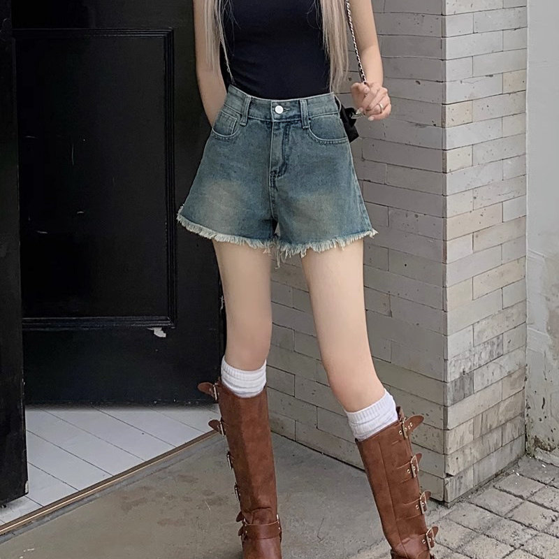 夏天巨好看辣妹薄款牛仔短裤女2026夏季新款高腰弹力直筒a字热裤