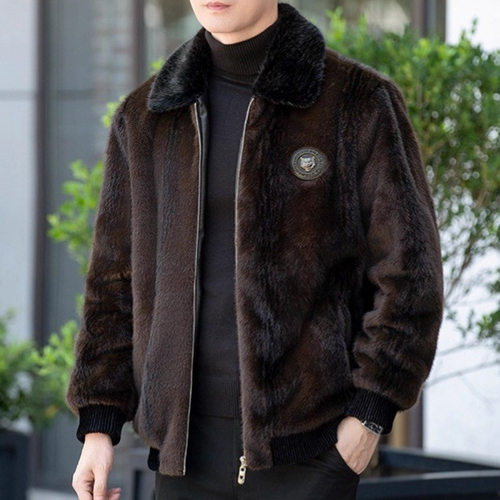 男士冬装外套2025新款加厚保暖仿水貂金貂绒海宁皮草皮衣夹克男装