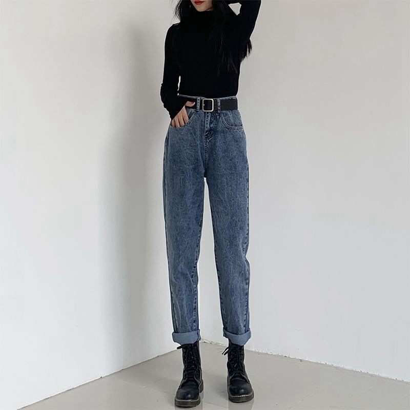 版型特别好的高腰牛仔裤女2026春装新款直筒学生宽松老爹哈伦长裤