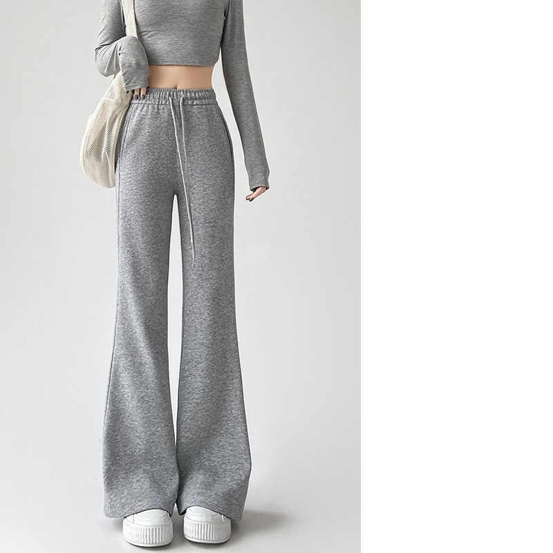 加绒加厚马蹄裤女款2025秋冬新款显瘦休闲小个子微喇叭运动裤子