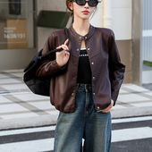 水洗皮皮夹克女款 绝美巨好看韩版 休闲短款 新款 皮衣女外套2026春装