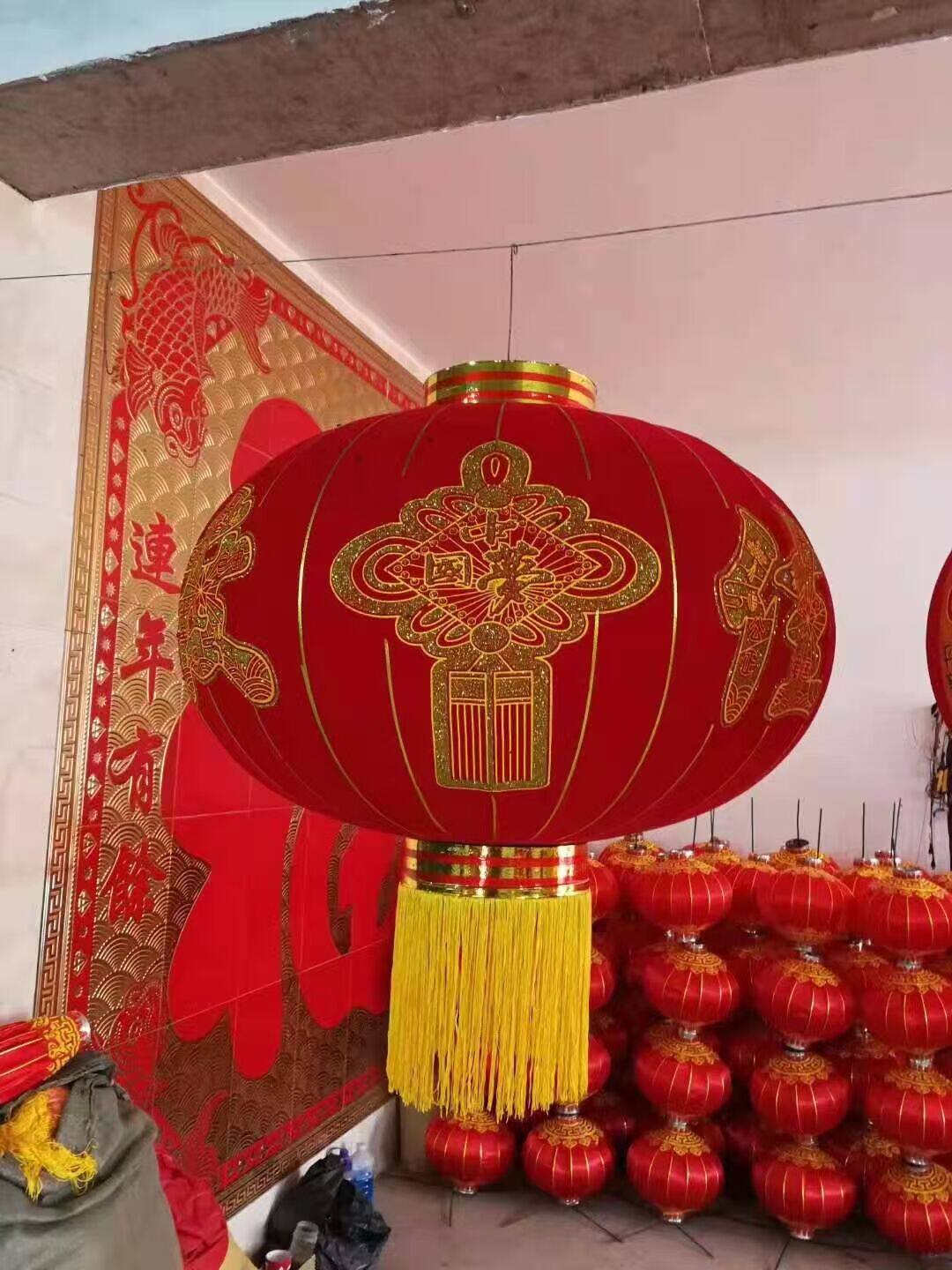 2021春节装饰过新年植绒大红吊灯挂饰户外阳台大门大号中国风灯笼