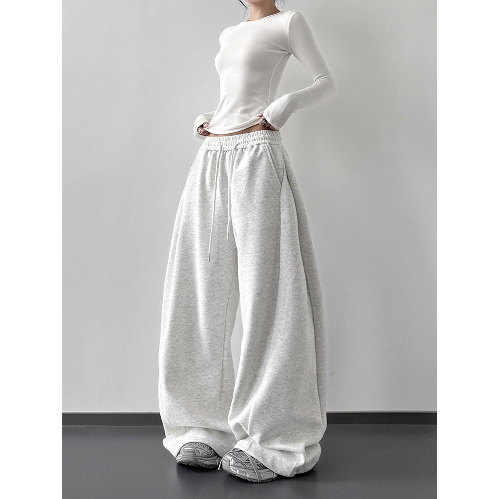 美式运动裤女2026秋季新款宽松显瘦阔腿直筒休闲裤弯刀加长卫裤子,女装/女士精品,卫裤,淘宝优惠券,粉丝福利购,淘宝优惠卷