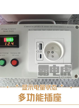 手摇发电机手机充电宝大功率220V大容量户外家用12V专业照明野外